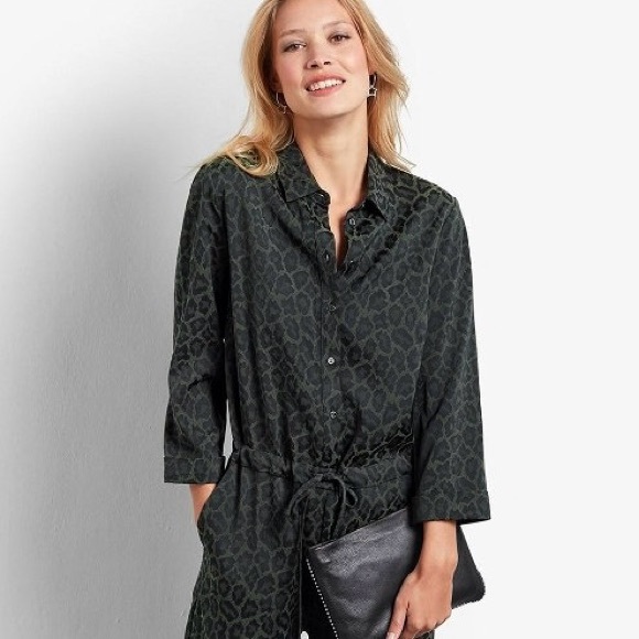 Hush Jacquard Leopard Jumpsuit Green Animal Print 70’s Retro Disco US 12 UK 10 - Picture 14 of 15